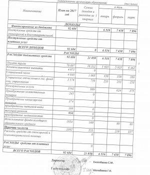 Отчет о доходах и расходах за 1 квартал 2017 года