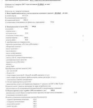 Отчет о доходах и расходах за 1 квартал 2017 года