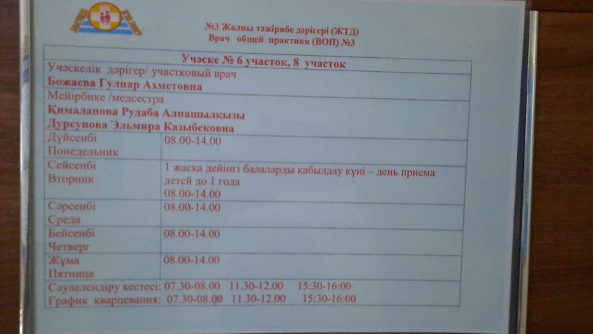 График работы врачей (педиатр, аллерголог, терапевт)